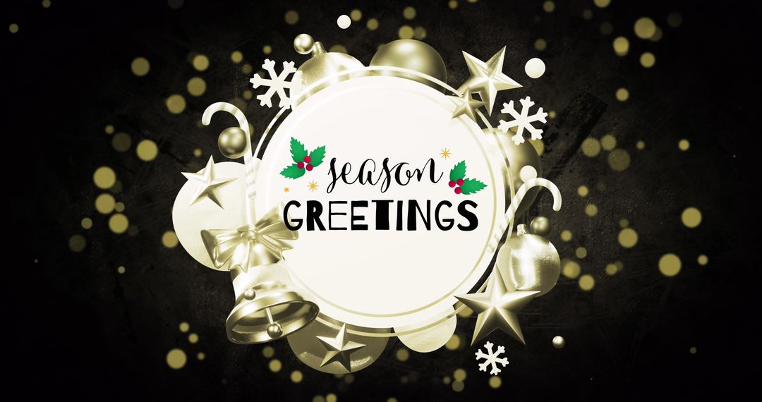 Elegant Christmas Greeting with Silver Decorations and Festive Lights