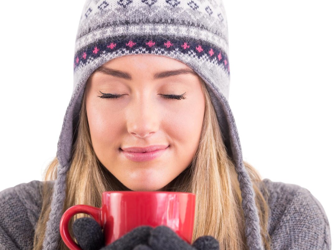 Blonde Woman in Winter Clothes Holding Mug Transparent Background - Download Free Stock Images Pikwizard.com