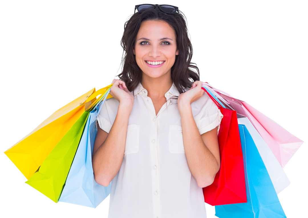 Transparent Excited Woman Holding Colorful Shopping Bags - Download Free Stock Images Pikwizard.com