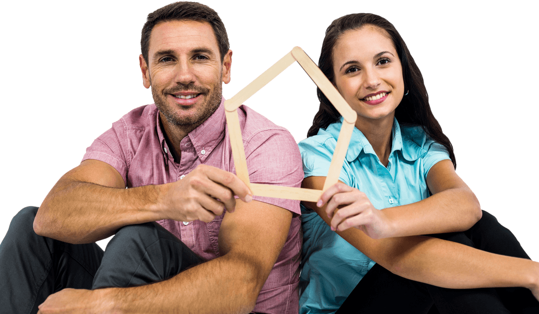 Smiling Couple Holding Transparent House Shape Concept