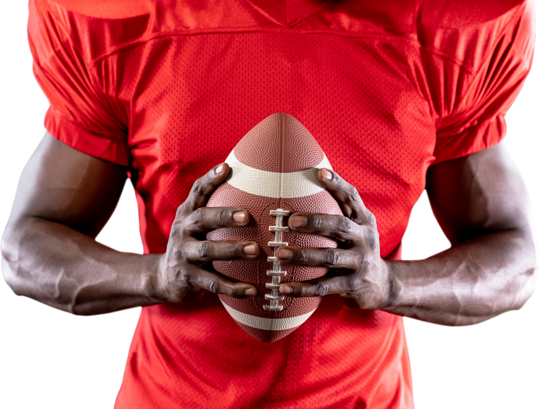 Front View Midsection Transparent African American Football Player Holding Football - Download Free Stock Images Pikwizard.com