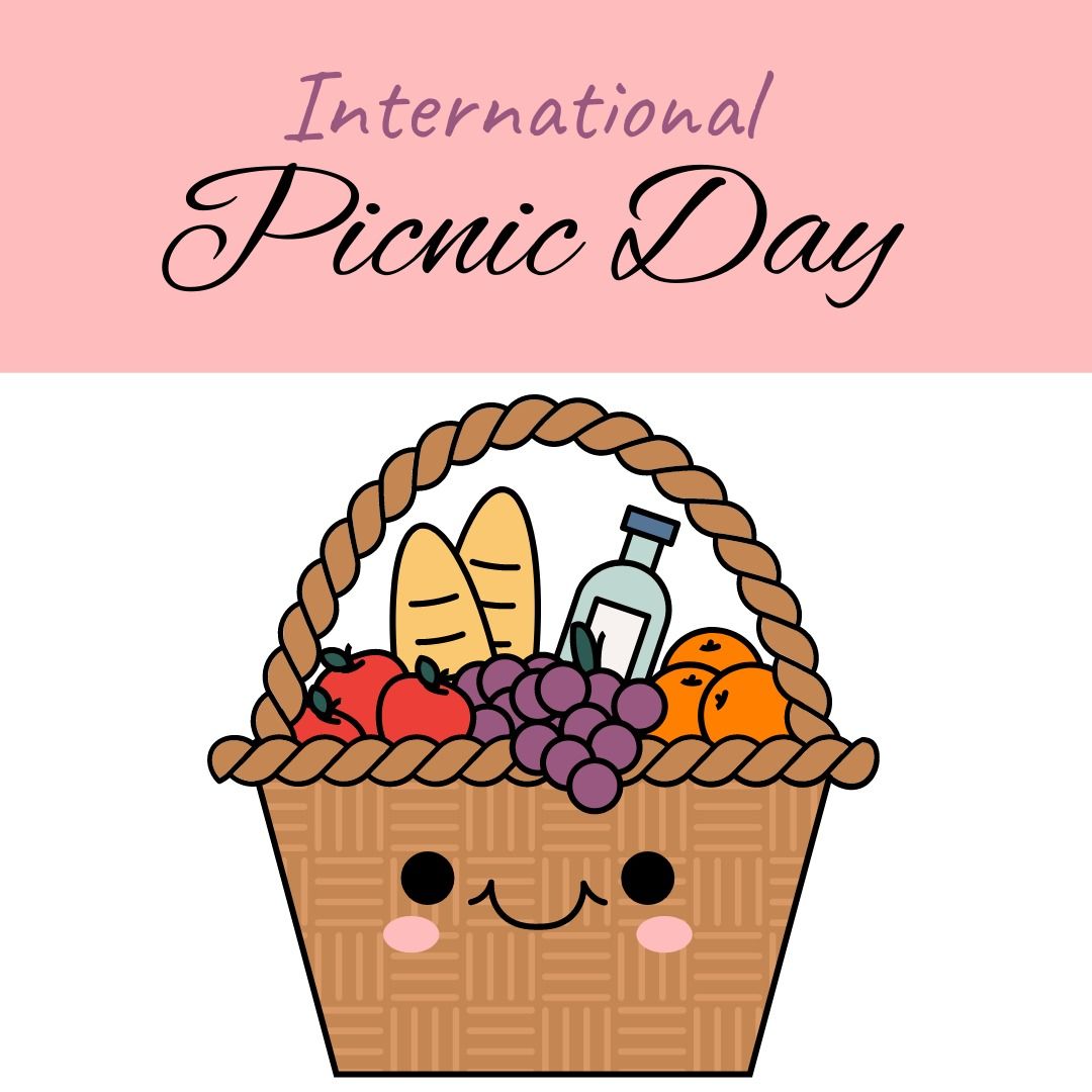 Vector image of international picnic day text on basket with food and drink over white background - Download Free Stock Templates Pikwizard.com