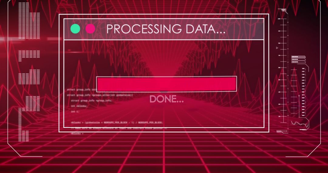 Data Processing Interface with Futuristic Digital Tunnel Background