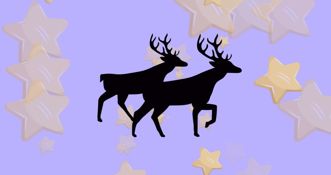 Silhouette of Reindeer with Stars on Icy Blue Background - Free Images, Stock Photos and Pictures on Pikwizard.com