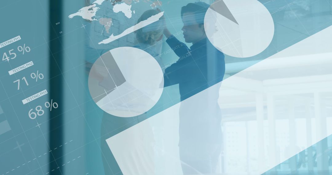 Business Team Analyzing Data with Virtual Interface Displays