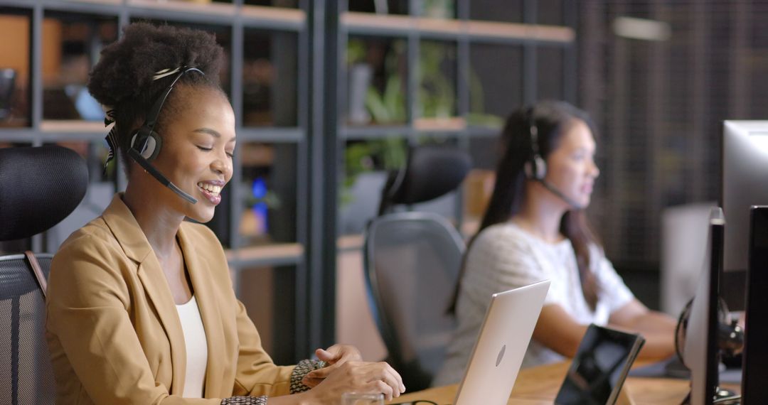 Smiling Customer Service Team Providing Support