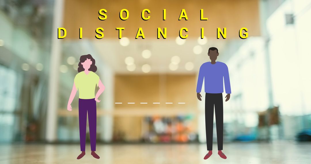 Illustration of Diverse Individuals Practicing Social Distancing