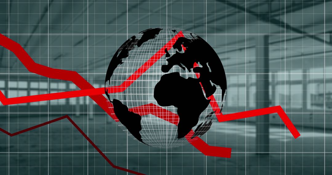 Digital Global Economy and Finance Trends with Red Graphs