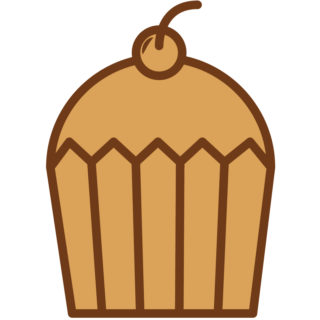 Brown Cupcake with Cherry on Transparent Background