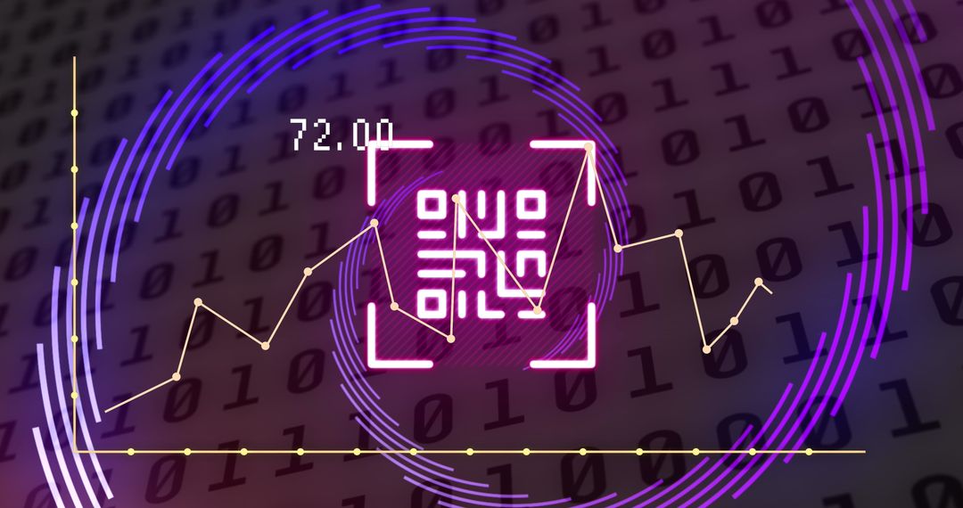 Futuristic QR Code Data Analytics with Binary and Graph Interface - Free Images, Stock Photos and Pictures on Pikwizard.com