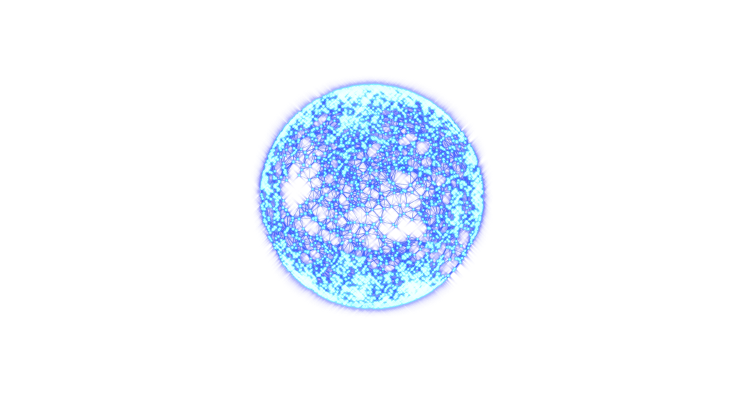 Transparent Luminous Blue Sphere with Molecular Structure