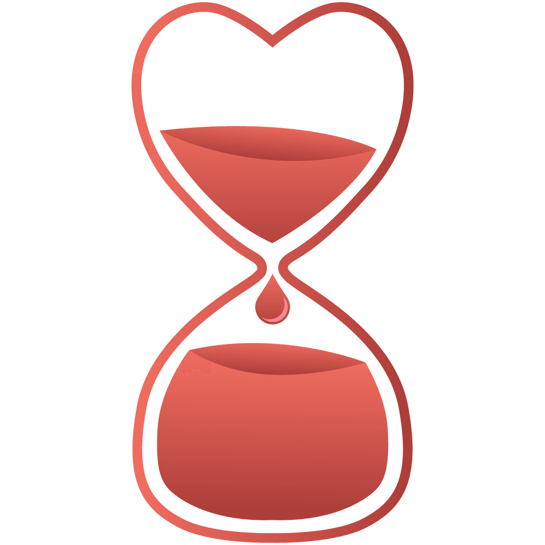Heart Shaped Hourglass with Blood on Transparent Background