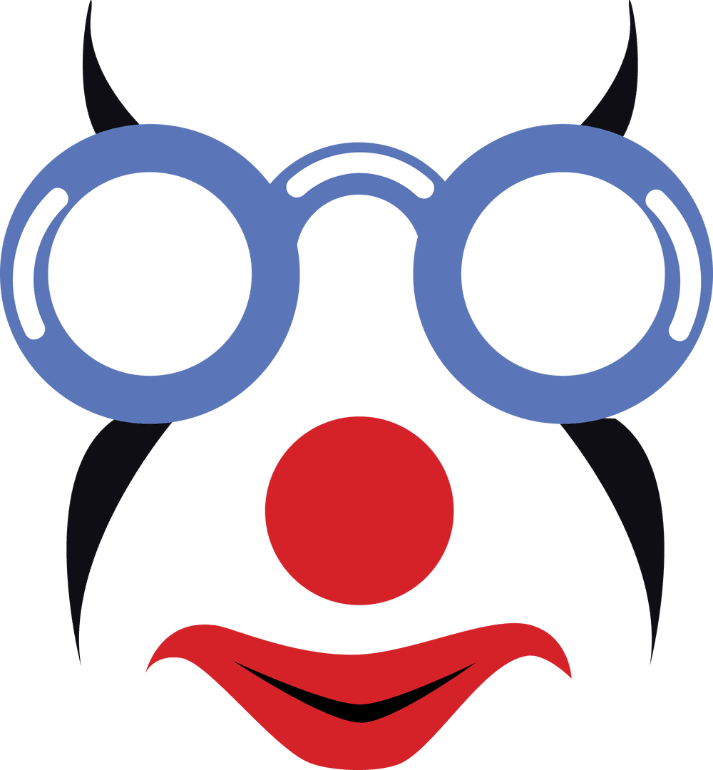 Transparent Clown Face with Glasses PNG Illustration