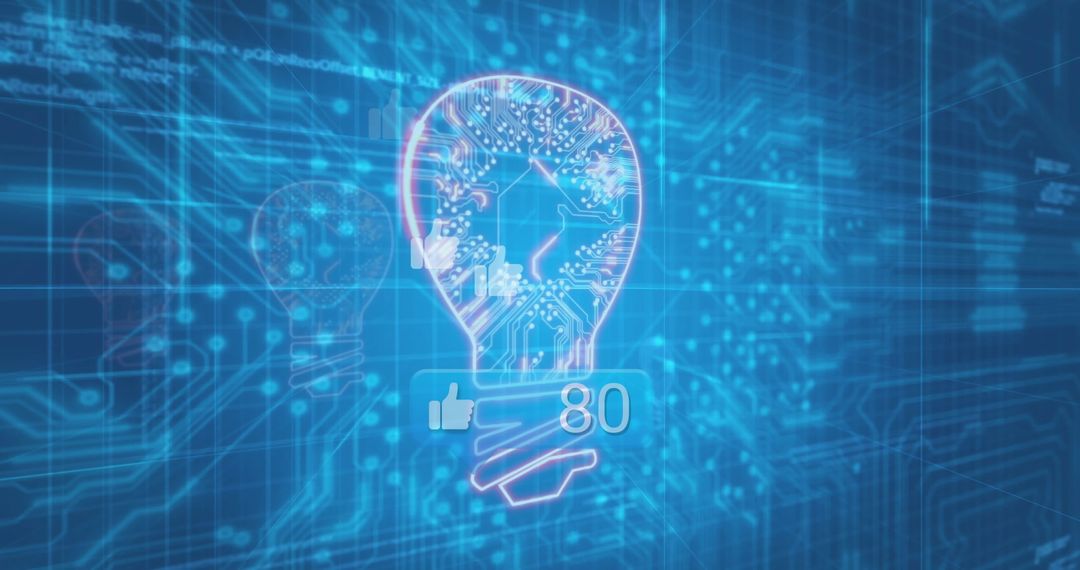 Glowing Light Bulb Interface with Circuit and Likes