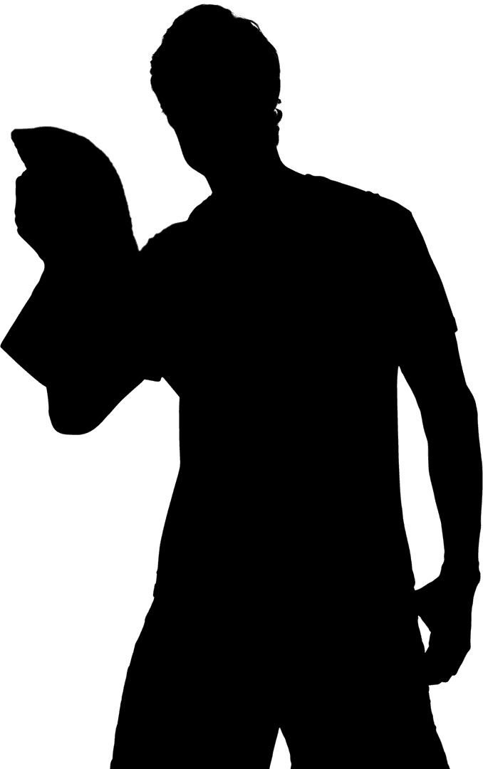 Strong Shadow of Man Holding Transparent Towel in Calm Pose