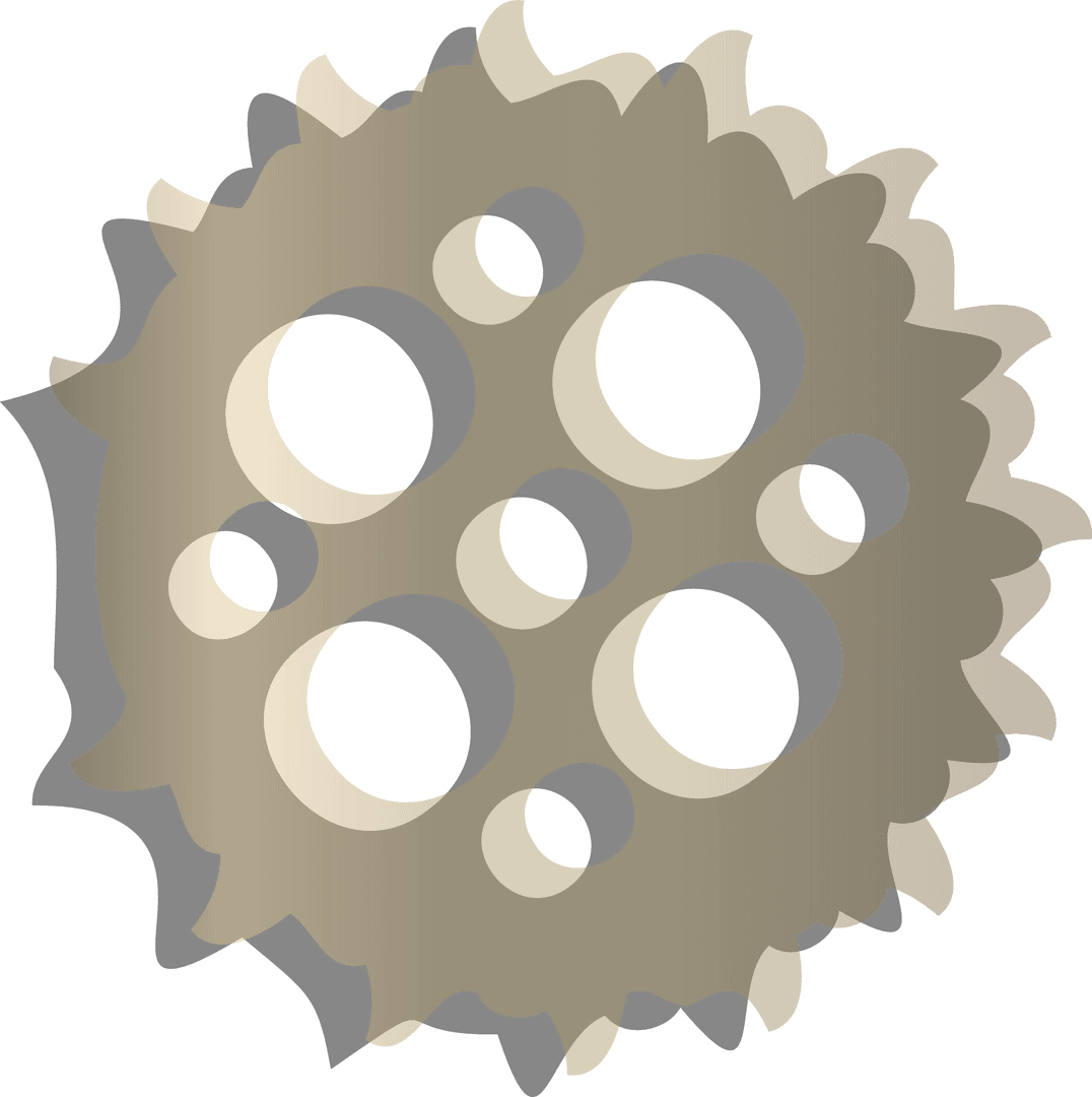 3D Metallic Gear with Scalloped Edges on Transparent Background