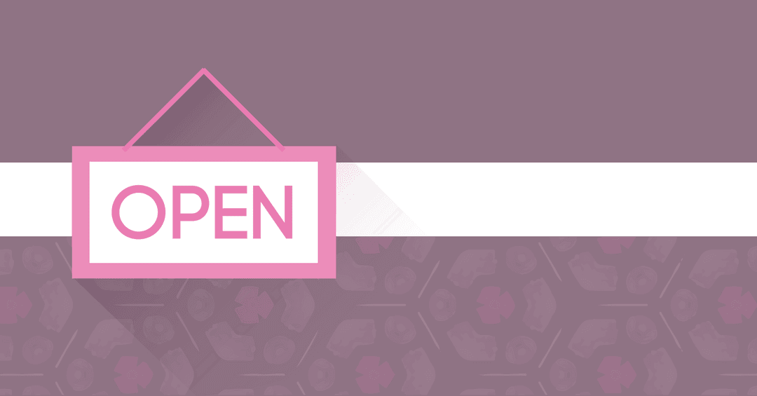 Vector Illustration of Pink Open Sign on Transparent Background