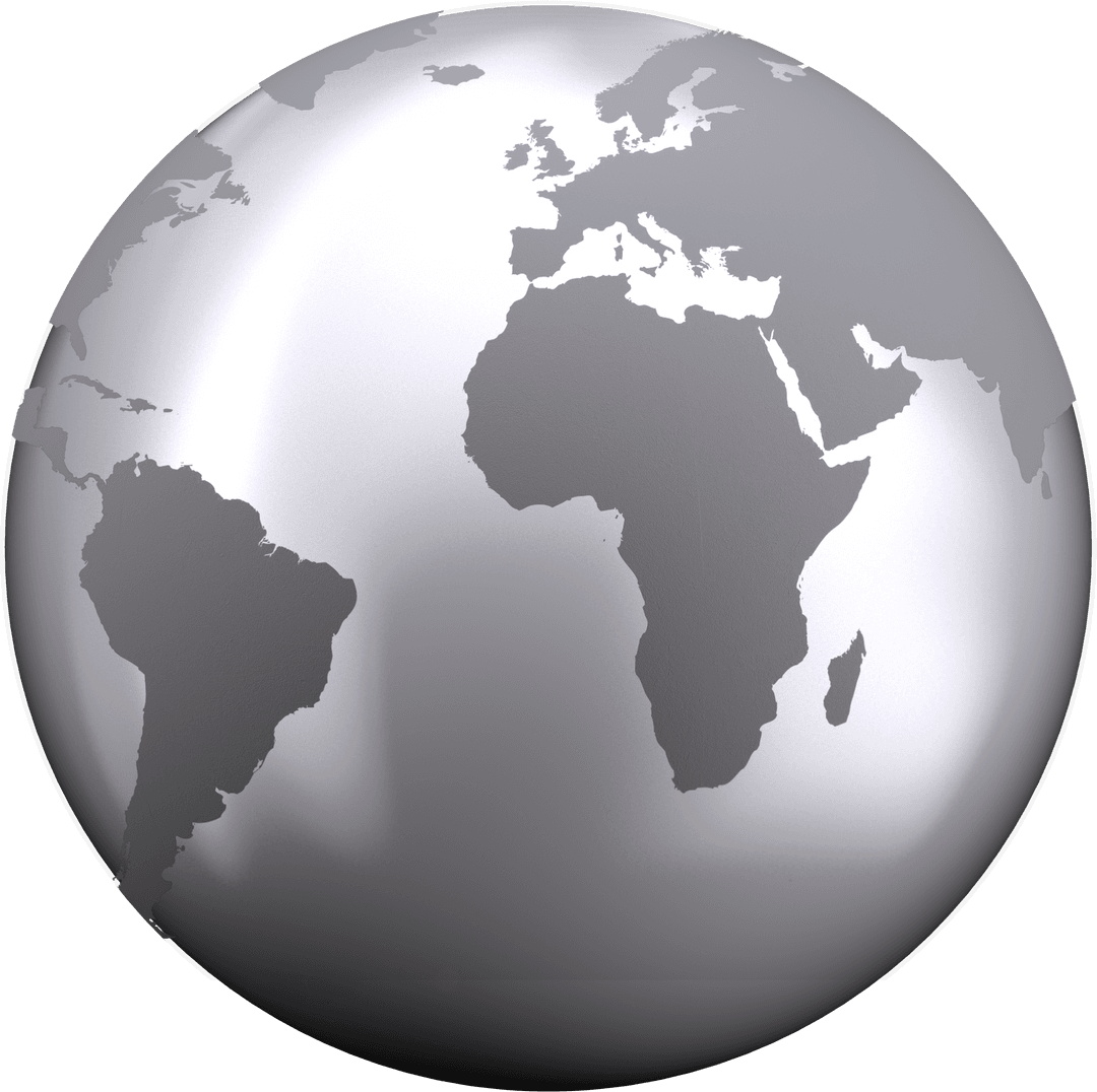 3D Globe Light Reflection on Transparent Background