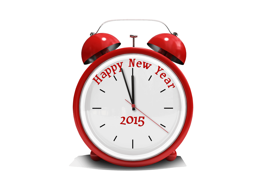 Transparent Red Alarm Clock with Happy New Year 2015 Message