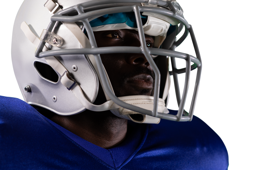 Focused African American Football Player in Helmet on Transparent Background - Download Free Stock Images Pikwizard.com