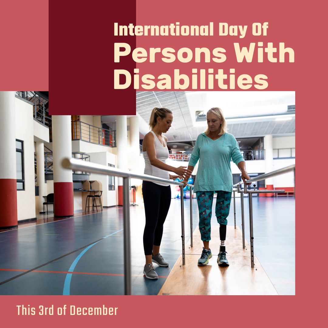 International Day of Persons with Disabilities, Diverse People Exercising Indoors - Download Free Stock Templates Pikwizard.com