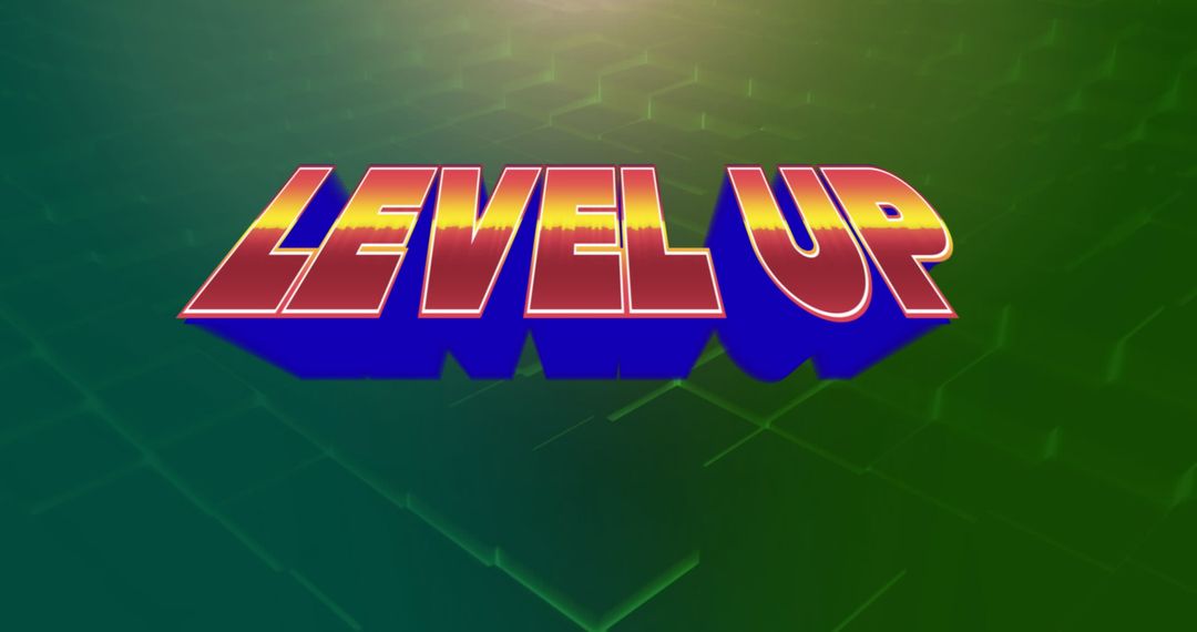 Level Up Text Over Digital Background Symbolizing Progress