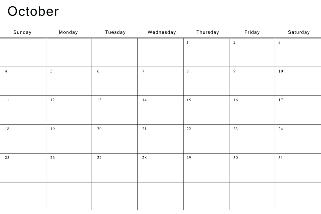 October Calendar Card Transparent Background