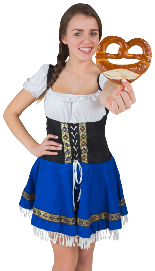 Transparent Oktoberfest Girl Holding Heart-Shaped Pretzel - Download Free Stock Images Pikwizard.com