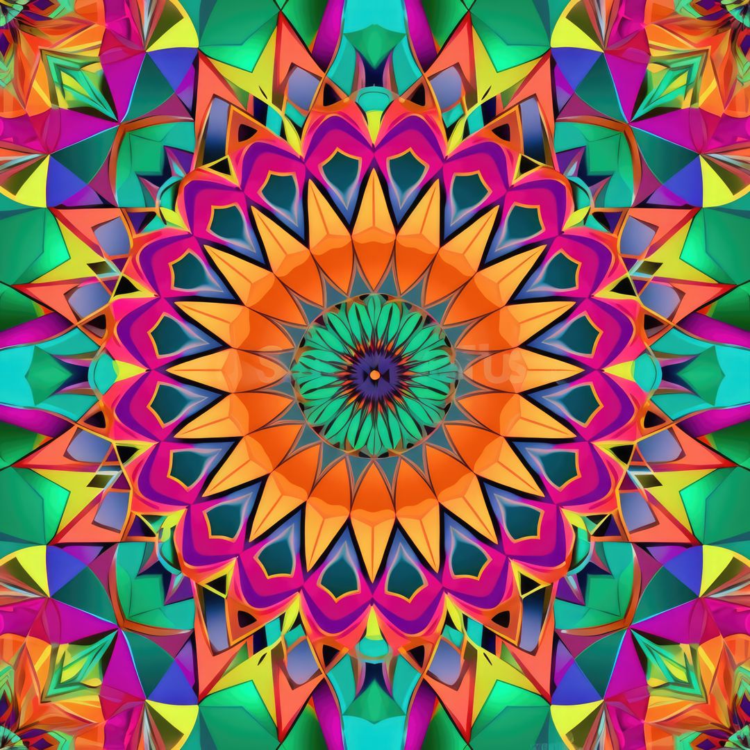 Colorful Geometric Kaleidoscope Pattern with Vibrant Symmetry - Free Images, Stock Photos and Pictures on Pikwizard.com