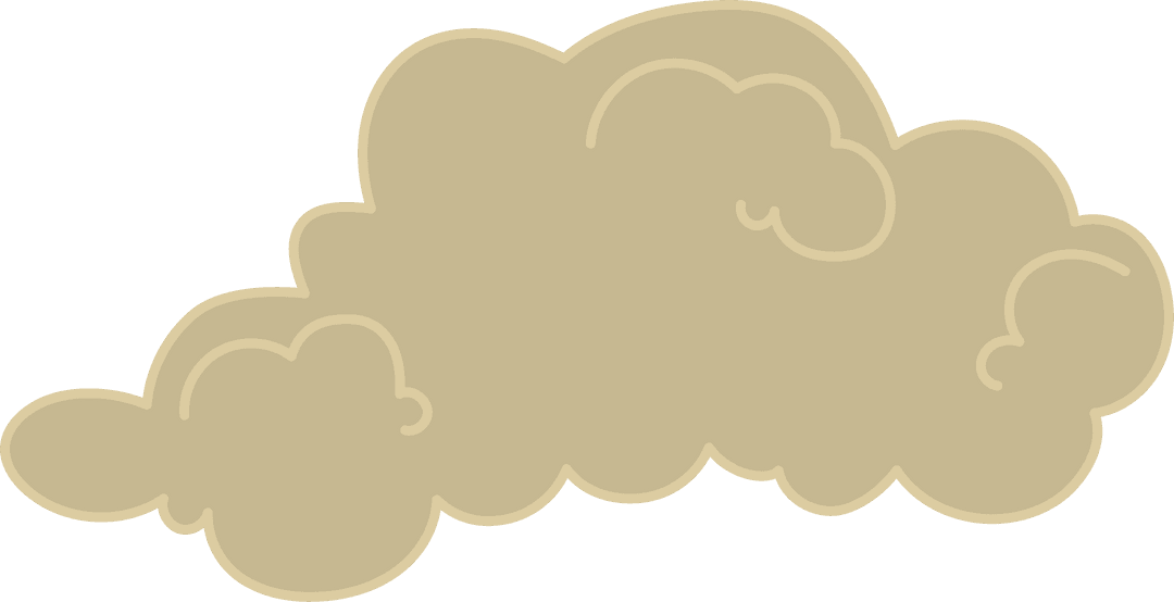 Puffy Cloud Illustration on Transparent Background in Tan Flat Design