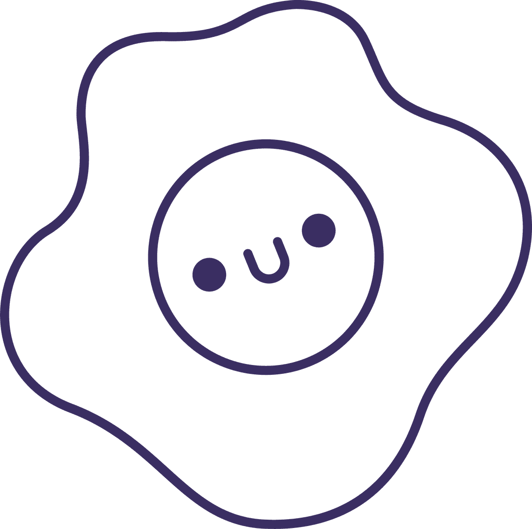 Playful Fried Egg Illustration with Smiling Face on Transparent Background