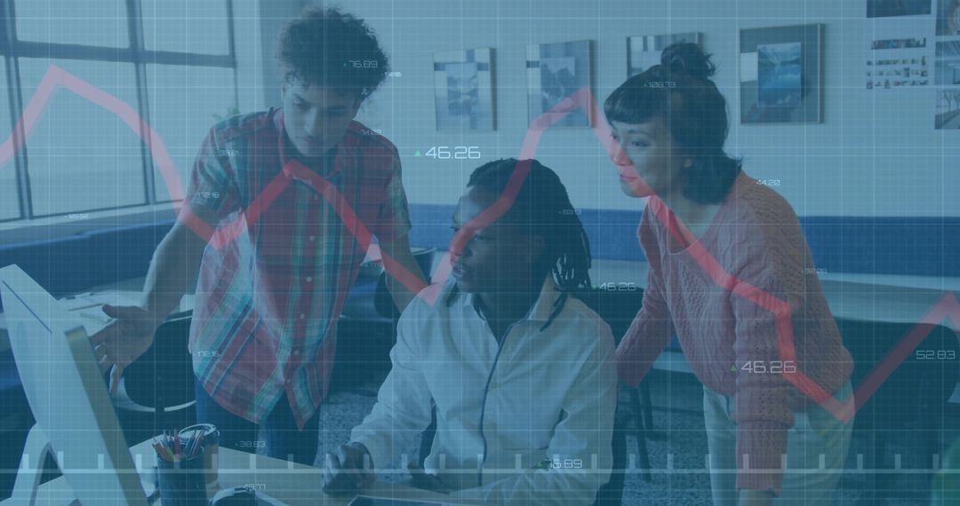 Team Analyzing Data Trends in Modern Office Environment