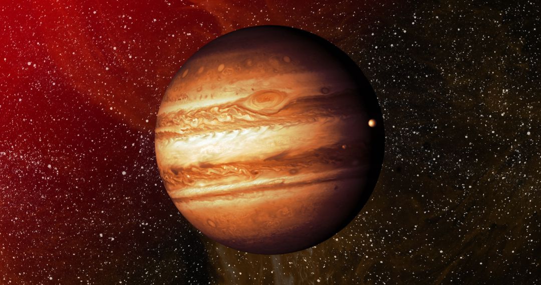 Digitally Created Image of Jupiter in Red Galaxy