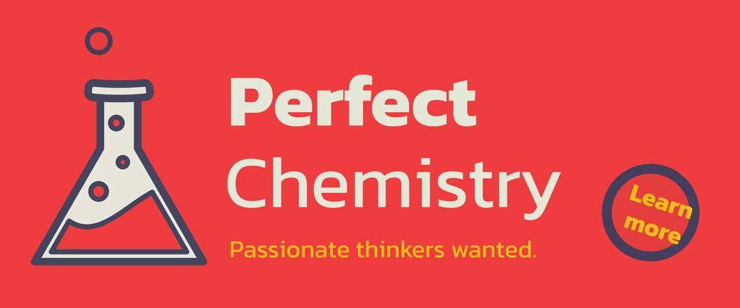 Perfect Chemistry Concept with Beaker Symbol on Red Background
