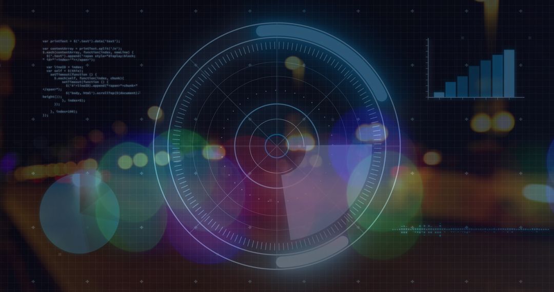 Futuristic Digital Dashboard with Code and Graphs