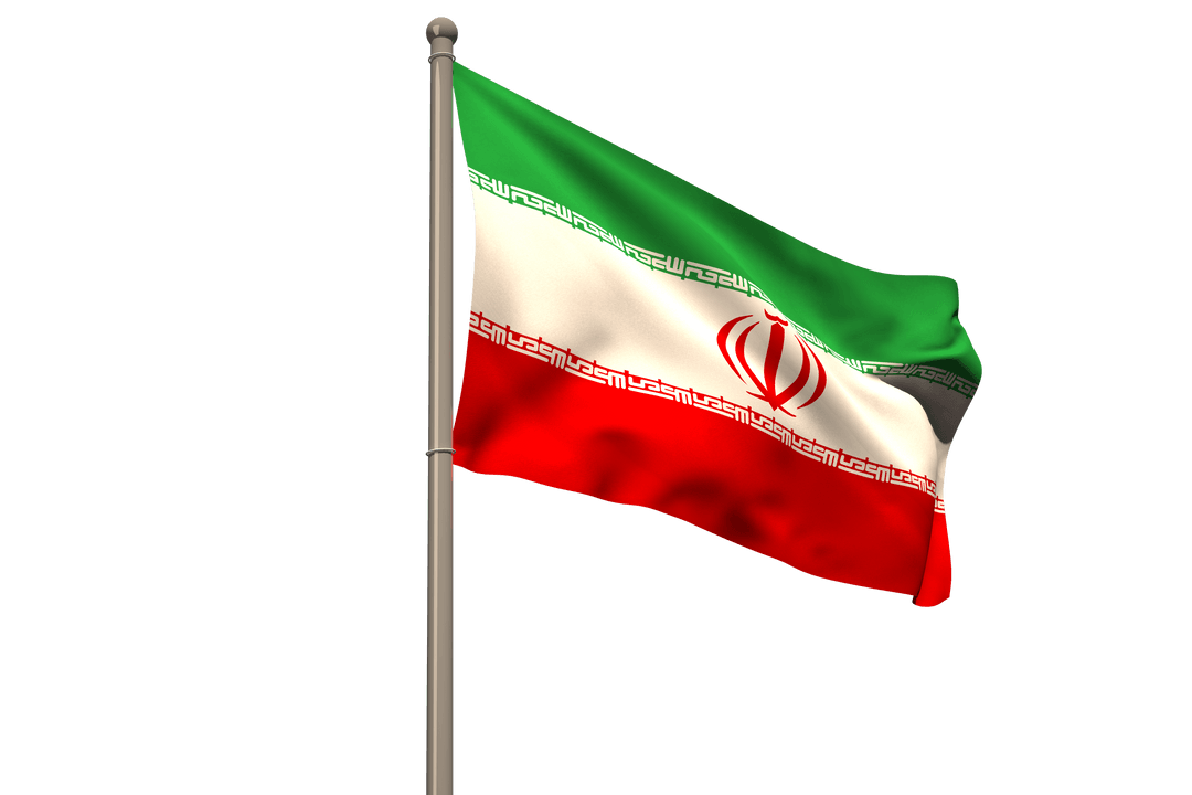 Digital Illustration of Iran Flag on Transparent Background