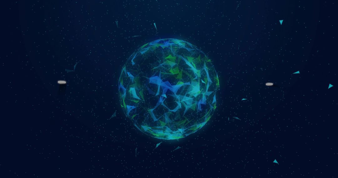 Futuristic Wireframe Sphere Glowing in Navy Digital Space
