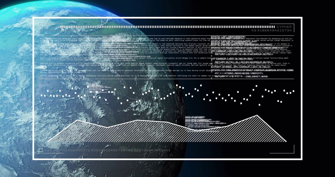 Futuristic Digital Data Processing Display over Earth