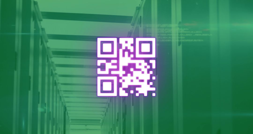 Digital QR Code Overlay in Green Server Room