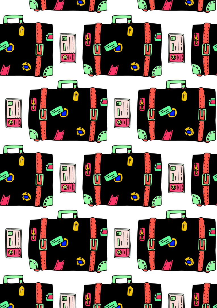 Seamless Transparent Travel Icon Pattern on Dark Background