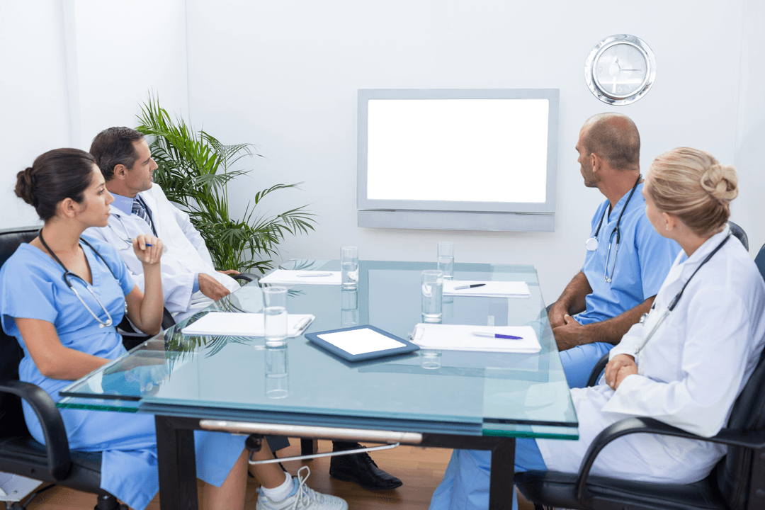Transparent Healthcare Team in Conference Room Discussing Strategy
