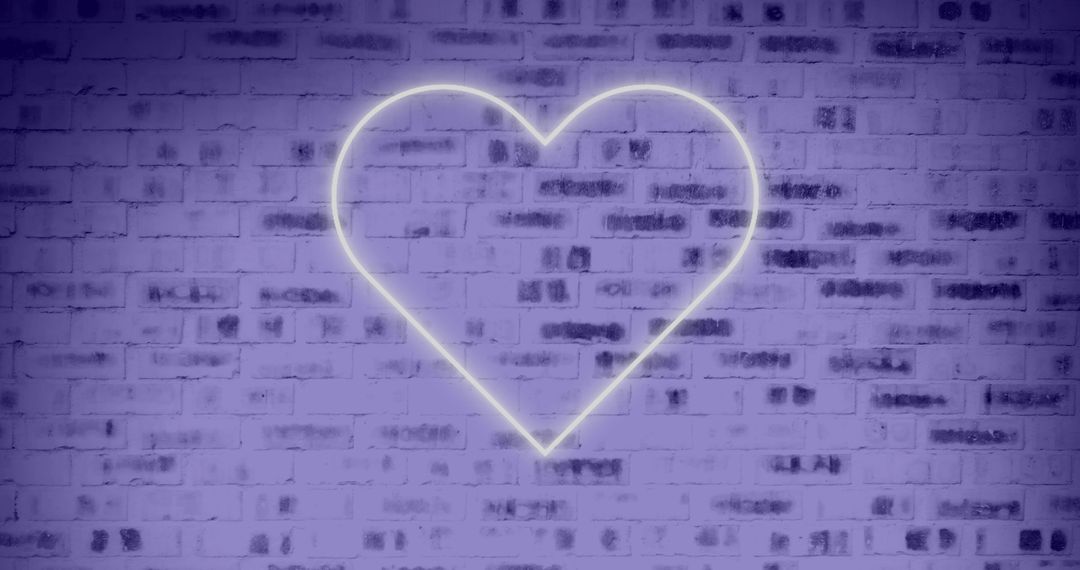 Neon Heart Shape on Purple Brick Wall Background - Free Images, Stock Photos and Pictures on Pikwizard.com