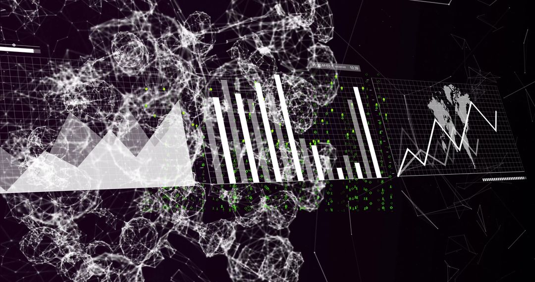 Digital Data Analytics with Futuristic Diagrams and Charts