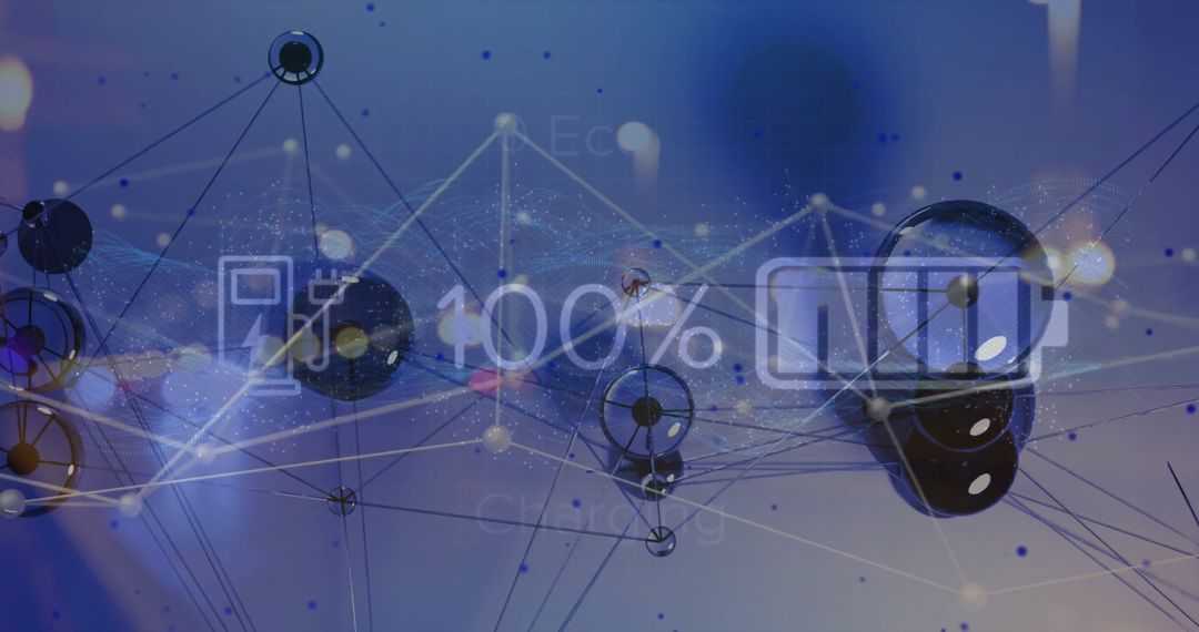 Digital Network Battery Charge Interface on Abstract Background