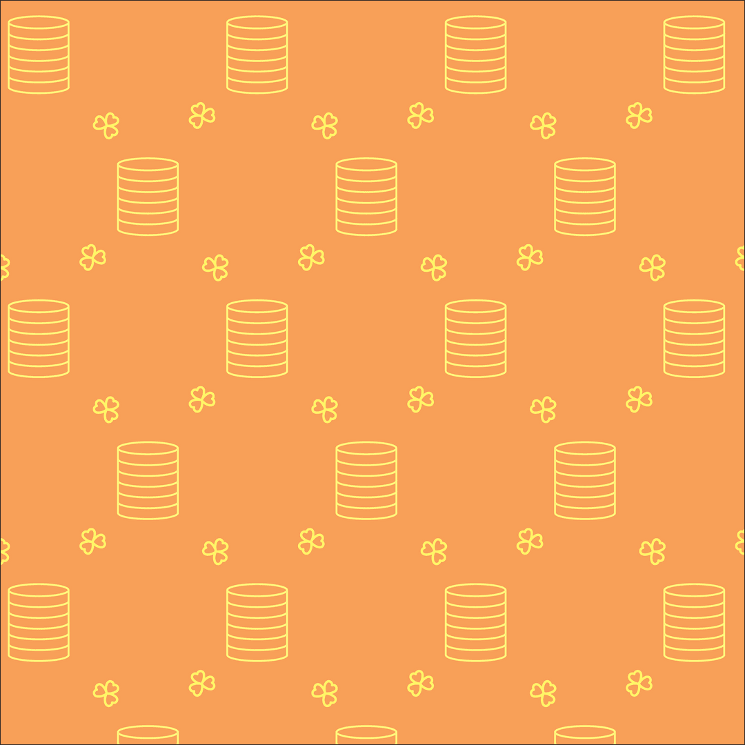Transparent Coin Stacks Seamless Pattern on Orange Background