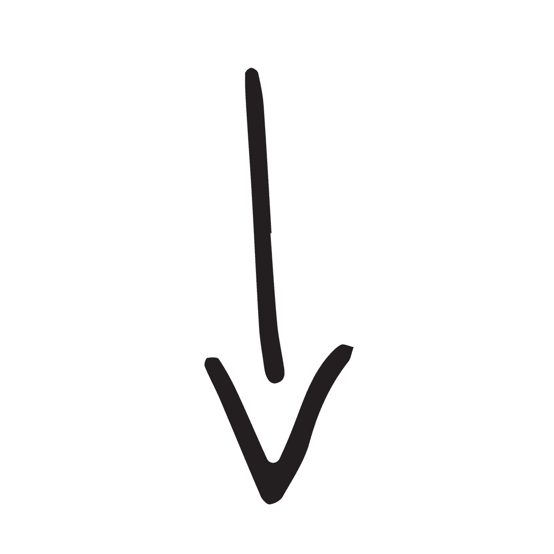 Transparent Digital Vector Black Arrow in Hand-Drawn Style