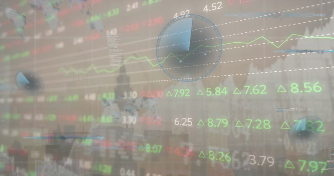 Global Financial Data Over Cityscape Background