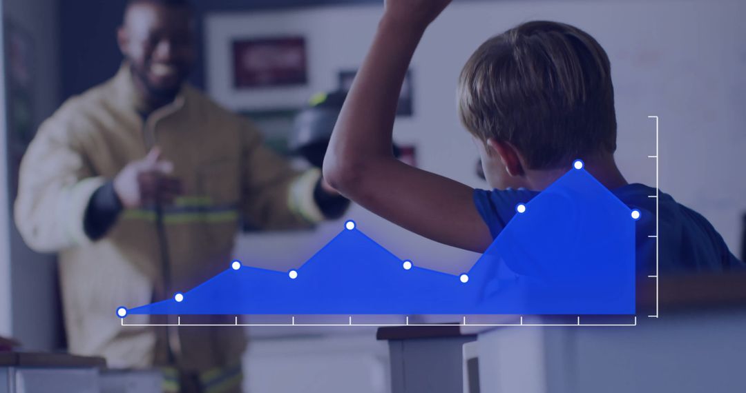 Data Processing Concept in Classroom with Schoolchildren and Teacher