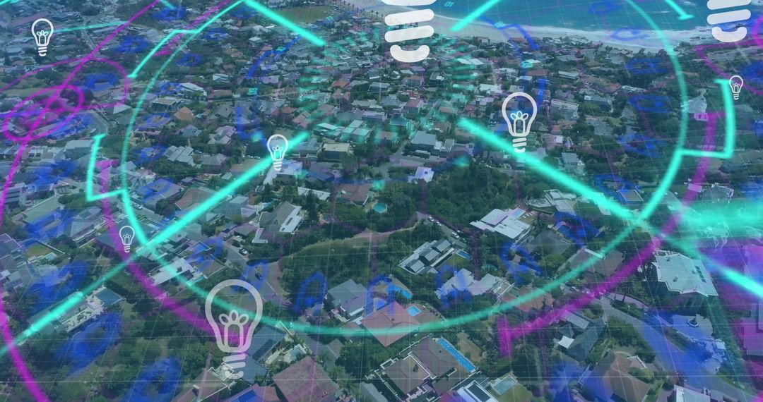 Futuristic Connectivity Concept with Urban Scenery and Digital Overlays