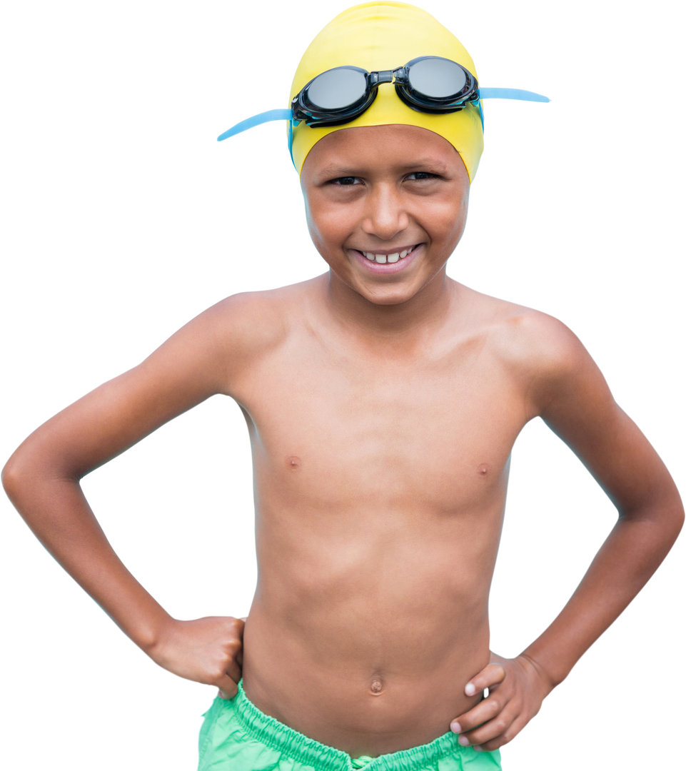 Confident Young Boy Swimmer With Transparent Background Standing With Hands On Hip - Download Free Stock Images Pikwizard.com